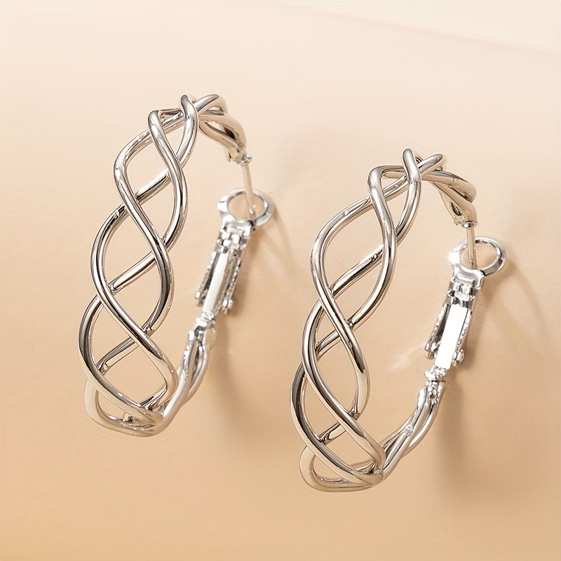 C Shaped Twist Hoop Earrings for Women